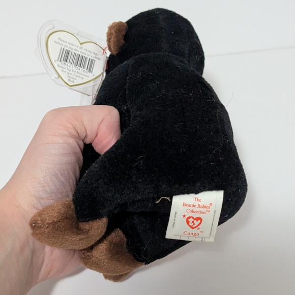 Congo Ty Beanie Baby Black and Brown Monkey Plush - Picture 2 of 2
